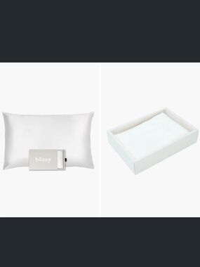 BLISSY Mulberry Silk Pillowcase in White Queen NEW